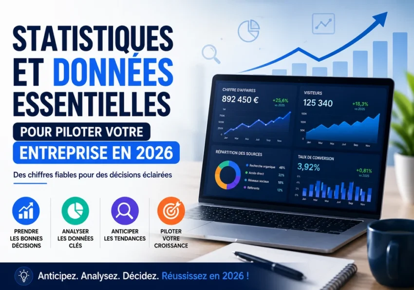 Statistiques et données essentielles pour piloter votre entreprise en 2026 : indicateurs clés, analyses et stratégies pour mieux décider.