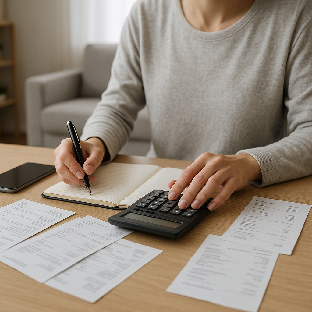 Personne qui organise son budget mensuel